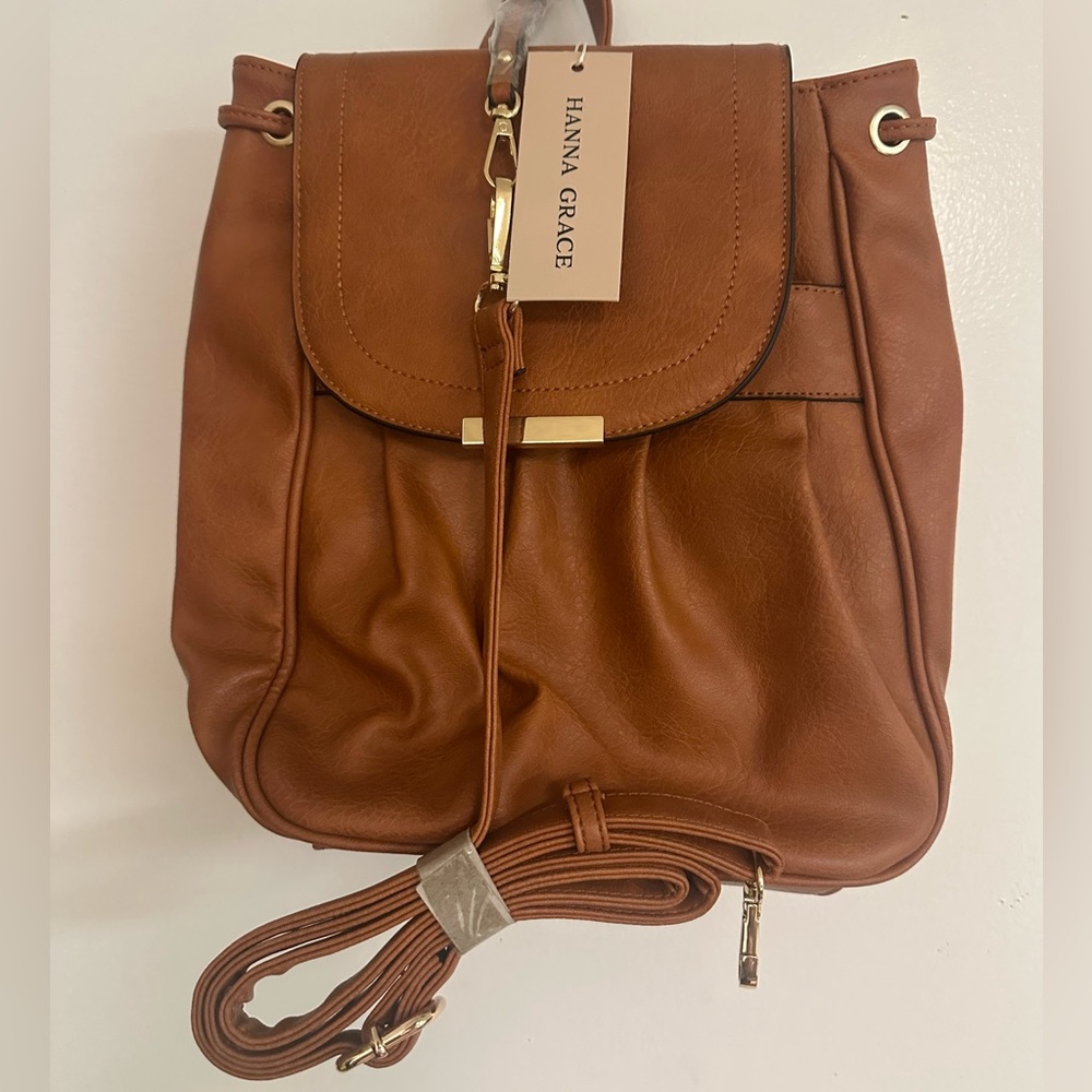 Hanna  Grace Brown Leather Backpack